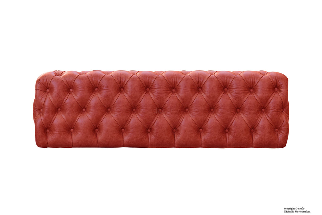 Oliver Buttoned Leather Ottoman - Red