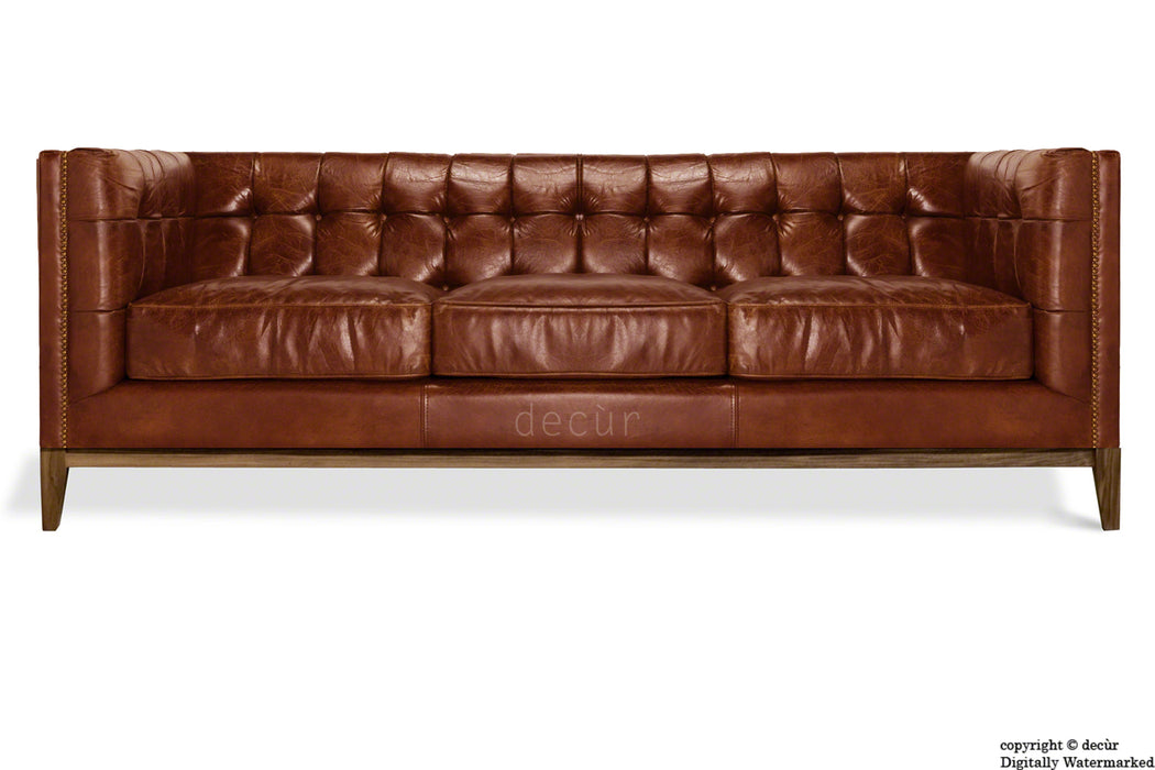 Mayfair Leather Sofa - Dark Tan
