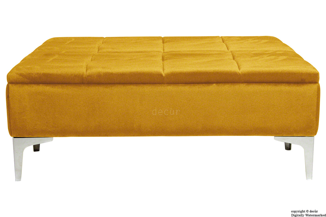 Mila Modern Buttoned Velvet Footstool Large - Gold with Optional Storage