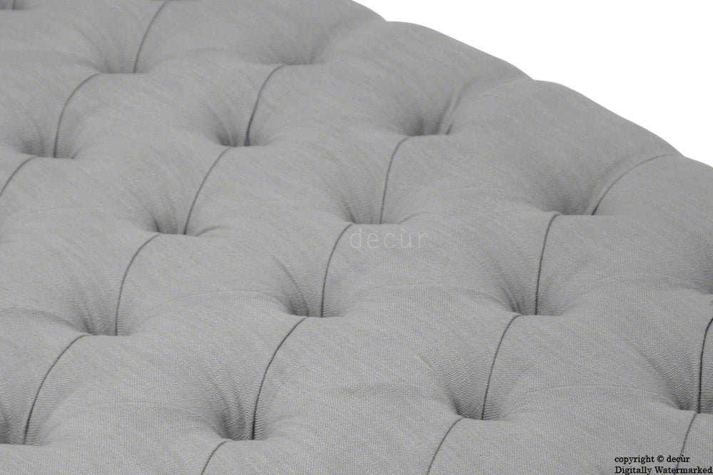 Raveen Buttoned Linen Modern Footstool - Grey