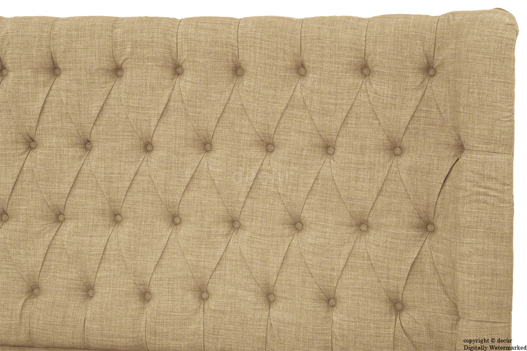 Hollyrood Linen Upholstered Winged Ottoman Bed - Mink
