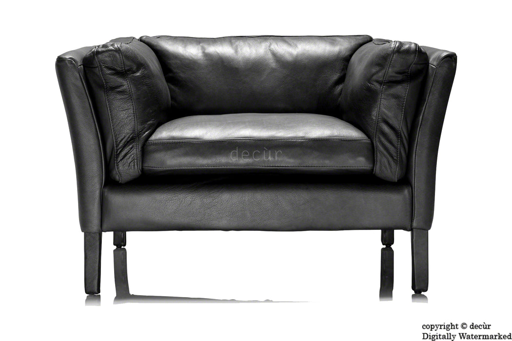 Savoy Leather Sofa - Black