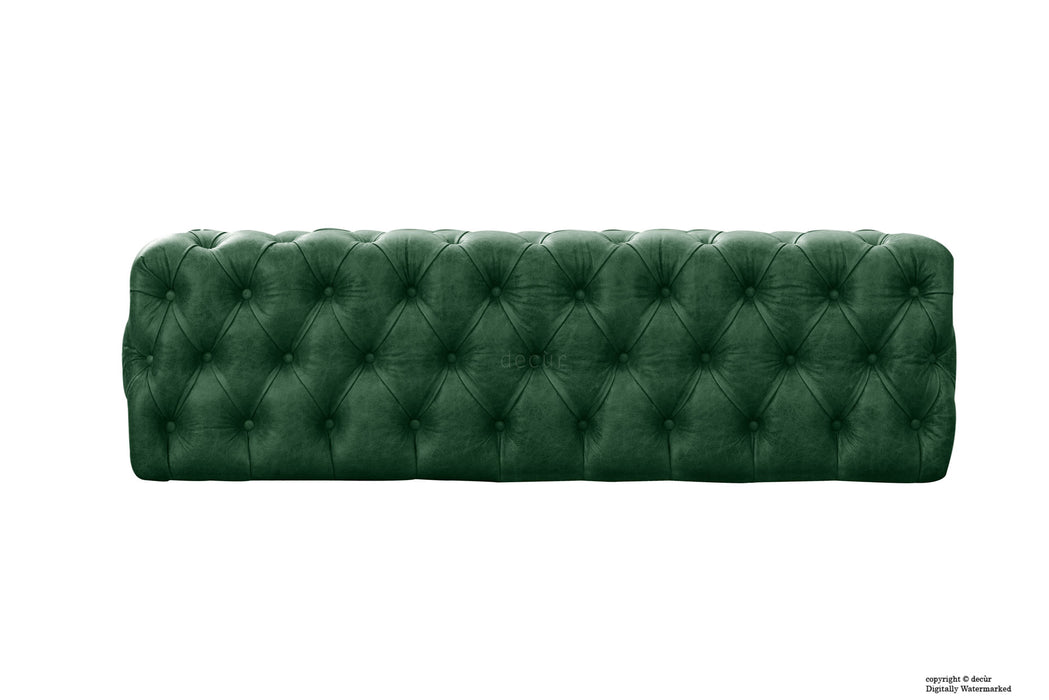 Oliver Buttoned Leather Ottoman - Green