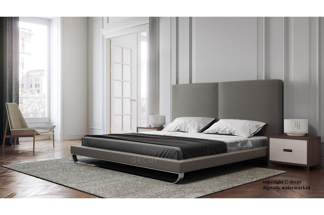 Designer Modern Leather Bed - Grey