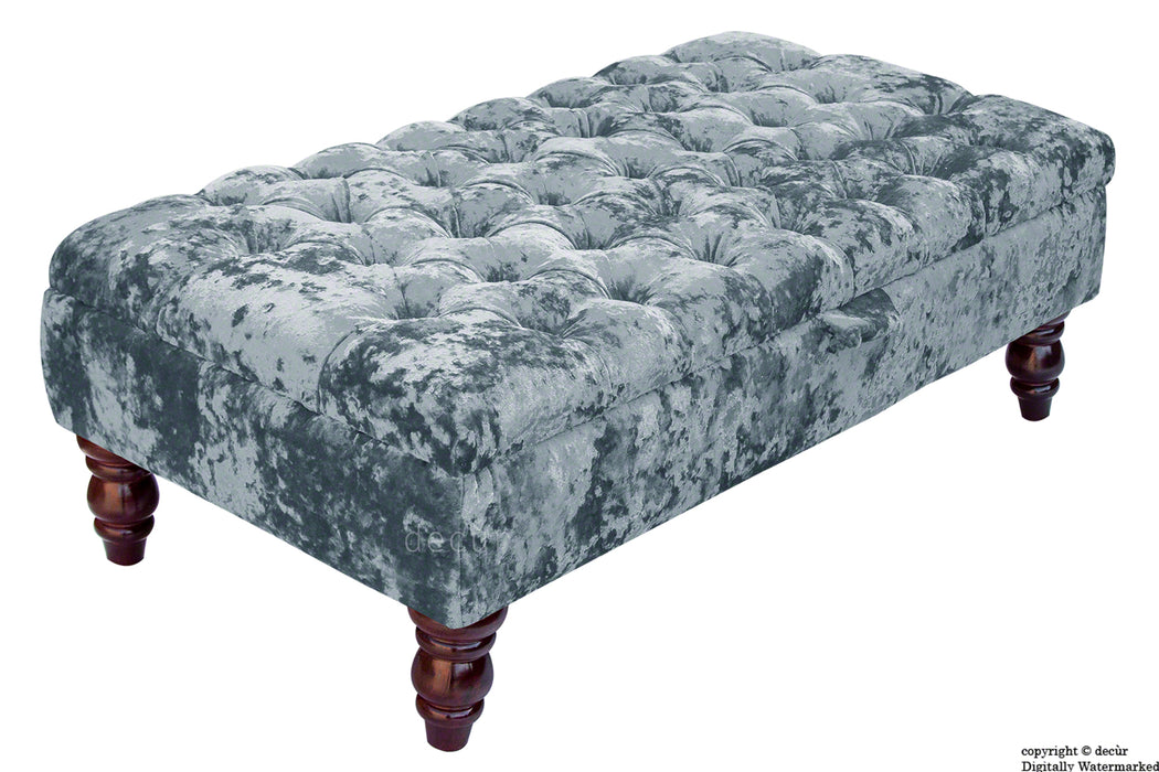 Tiffany Buttoned Crushed Velvet Footstool - Dream with Optional Storage
