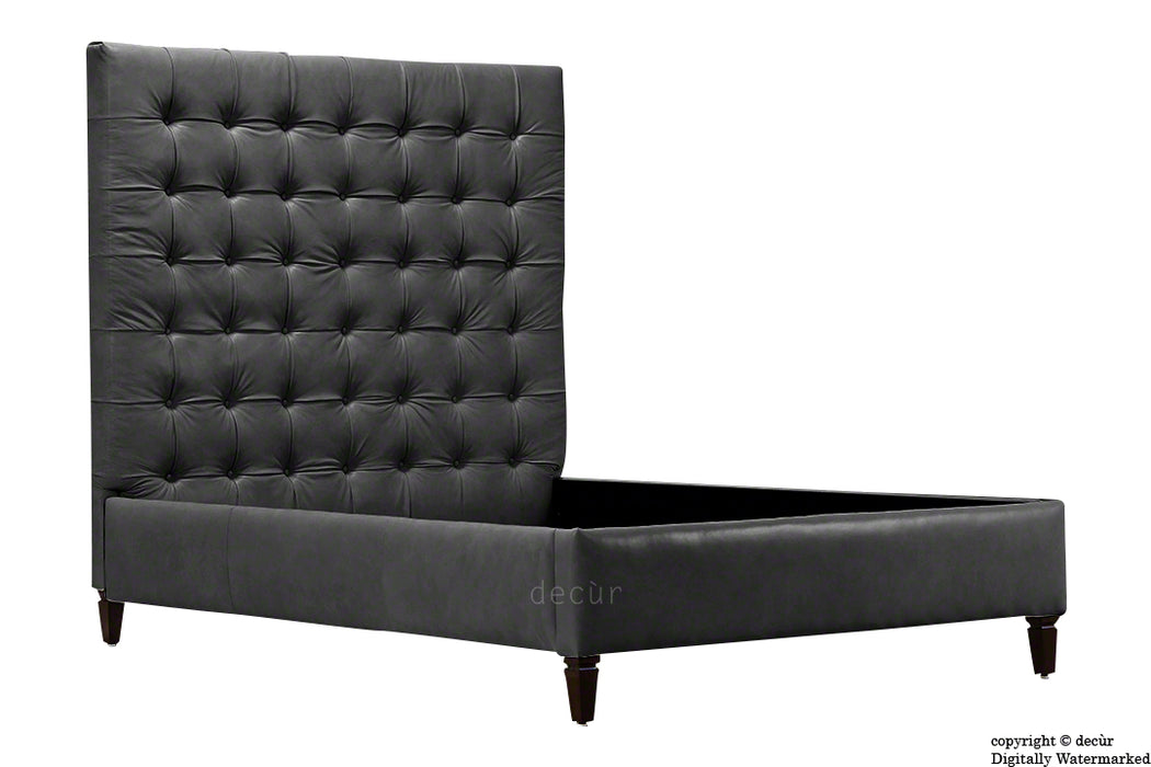 Grace Upholstered Leather Bed - Black (Faux Leather Options)