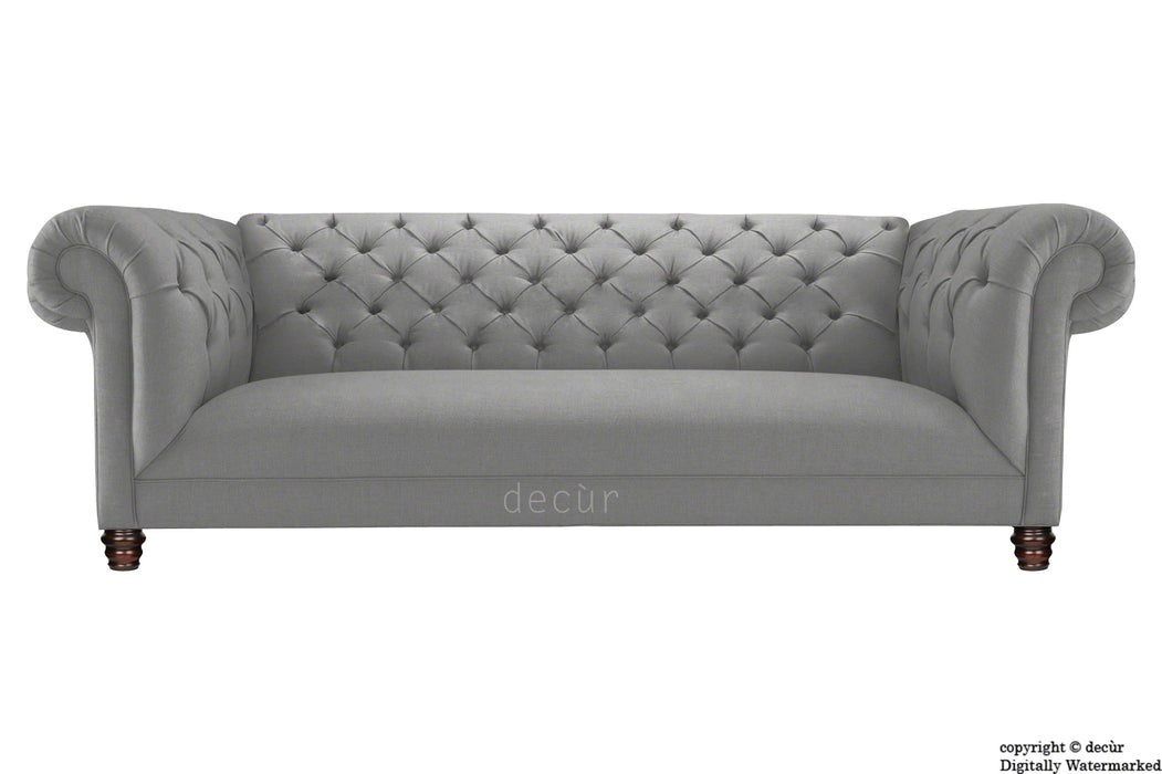 Albert Chesterfield Linen Sofa - Grey