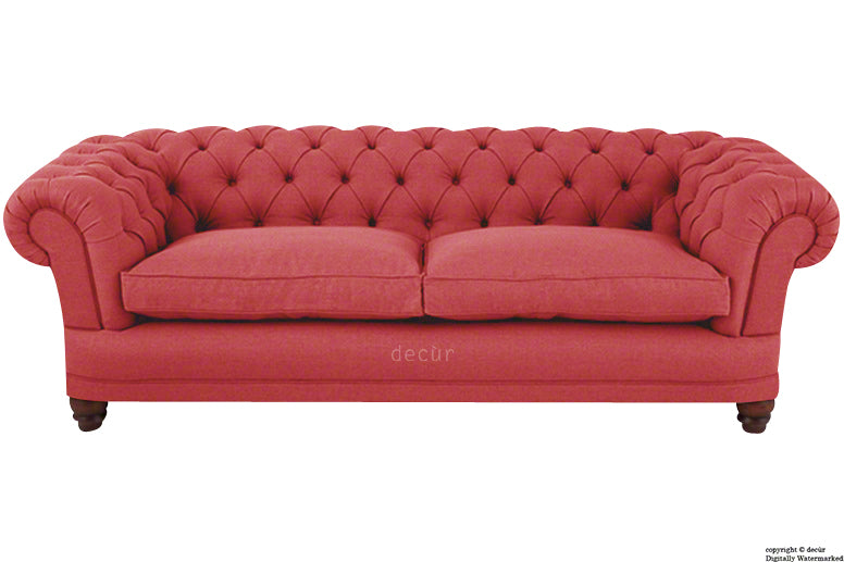 Abbotsford Linen Chesterfield Sofa - Red