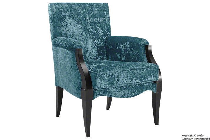 Art Deco Crushed Velvet Arm Chair - Aqua