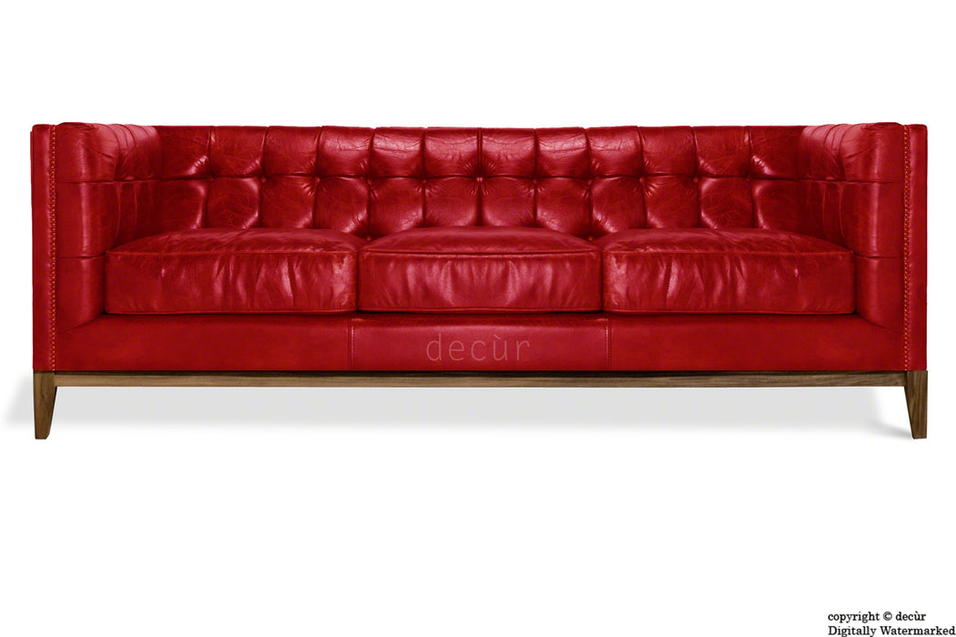 Mayfair Leather Sofa - Burgandy