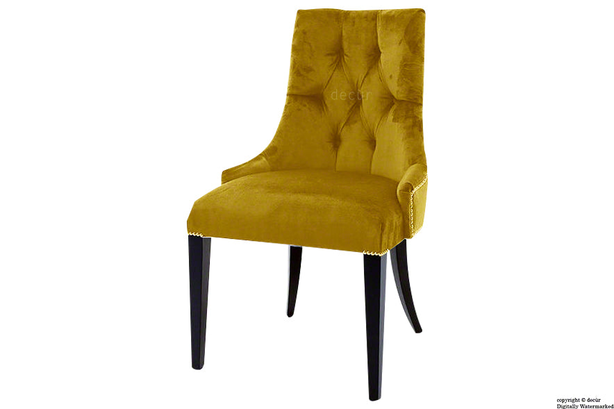 Magdalin Deep Buttoned Velvet Dining Chair  - Gold