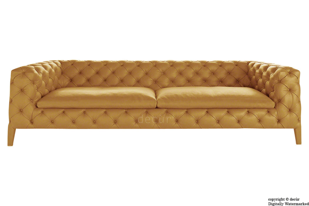 Rochester Leather Chesterfield Sofa - Mustard Seed