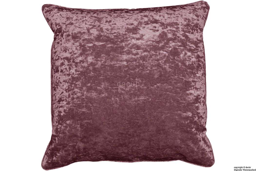 Serenity Crushed Velvet Cushion - Mulberry