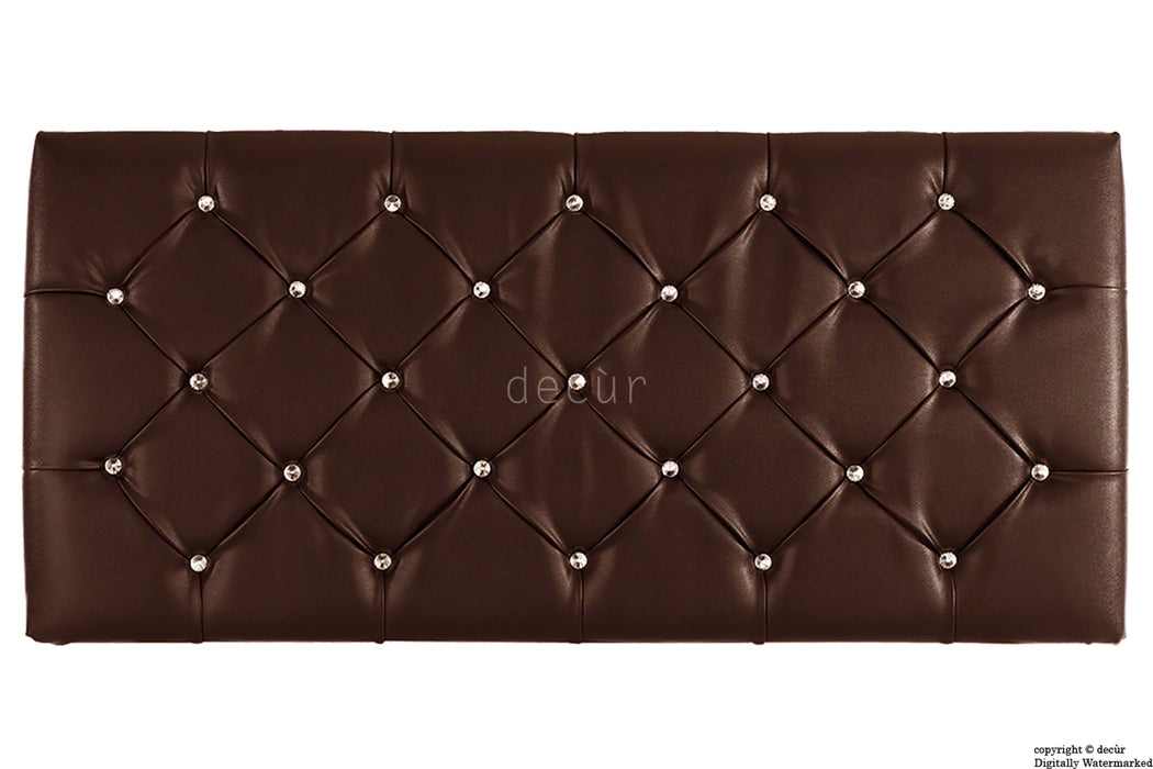 Boutique Crystal X Series Headboard- Brown Faux Leather