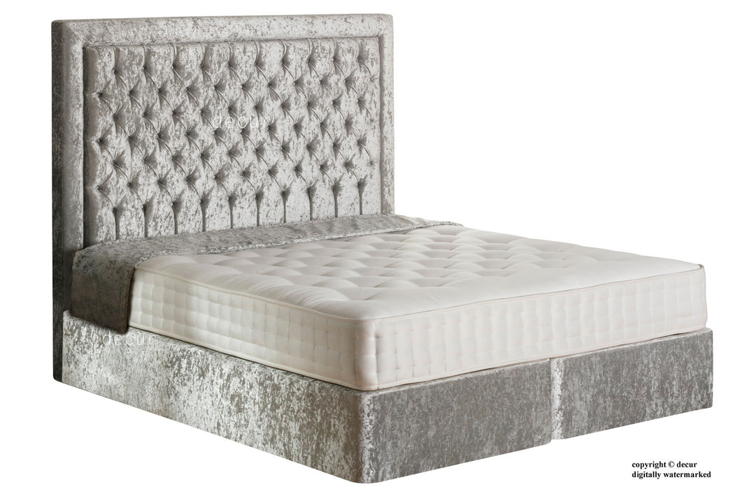 Mayfair Buttoned Crushed Velvet Bed - Pewter