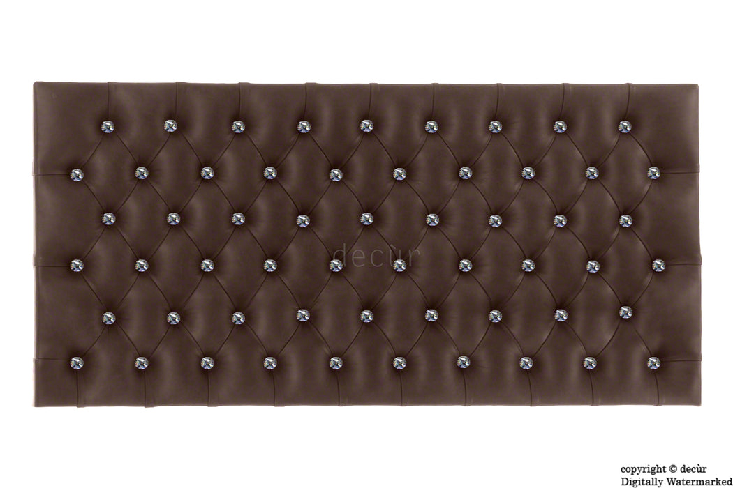 Tiffany Harrogate Faux Leather / Faux Suede Buttoned Headboard - Brown