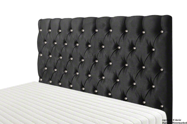 Tiffany Harrogate Buttoned Velvet Headboard - Cosmic Black