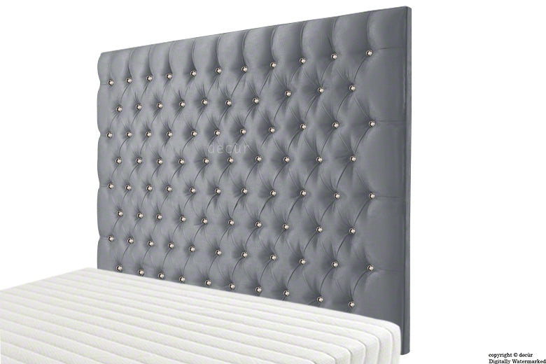 Tiffany Harrogate Buttoned Wall High Velvet Headboard - Flint