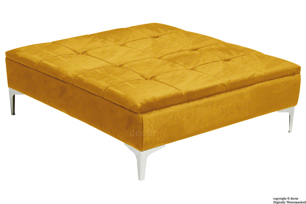 Mila Modern Buttoned Velvet Footstool Large - Gold with Optional Storage
