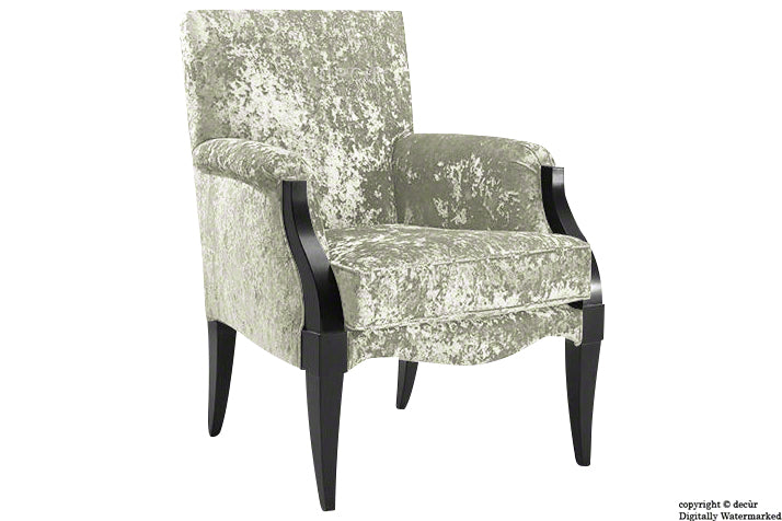 Art Deco Crushed Velvet Arm Chair - Pearl