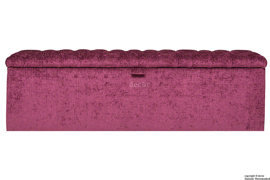 Viscount Chesterfield Chenille Ottoman - Mulberry