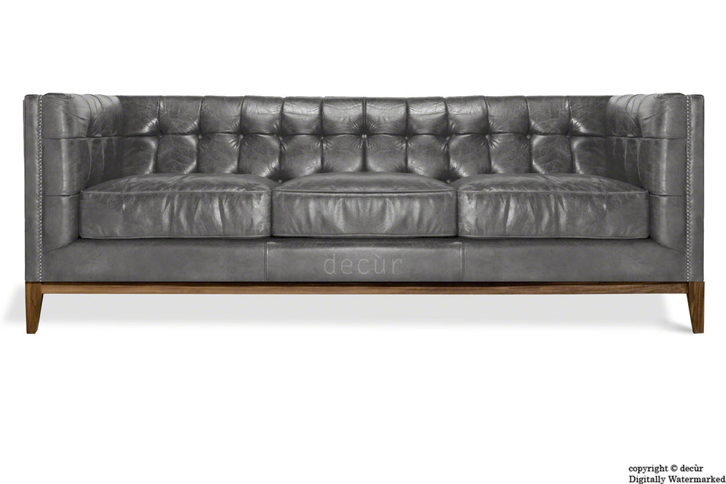 Mayfair Leather Sofa - Gun Metal Grey