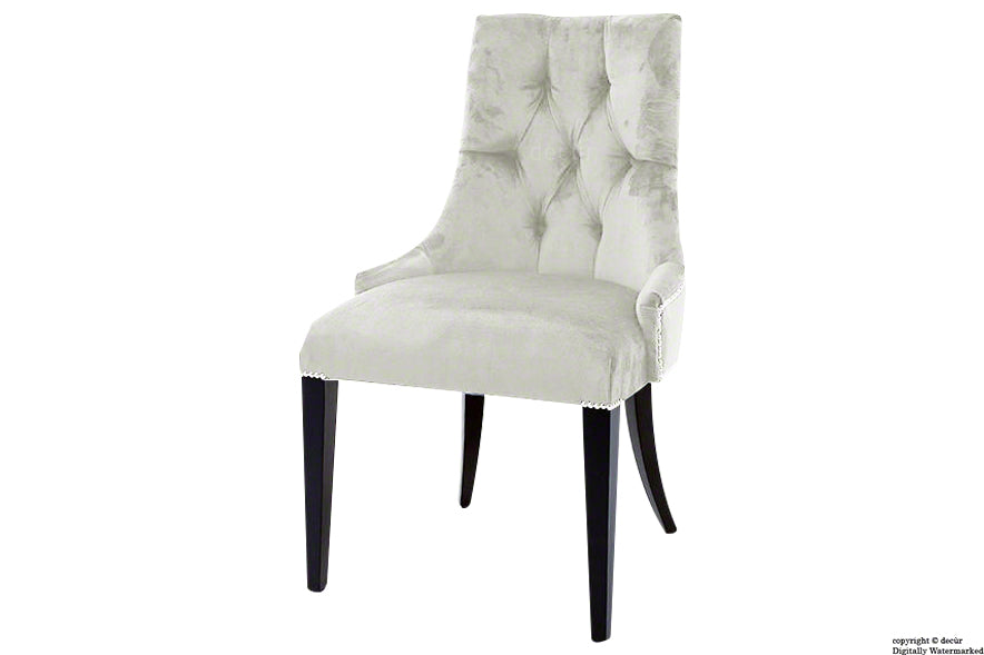 Magdalin Deep Buttoned Velvet Dining Chair - Cream