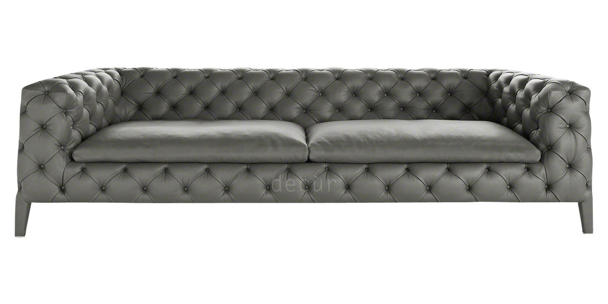 Rochester Leather Chesterfield Sofa Gun Metal Grey —