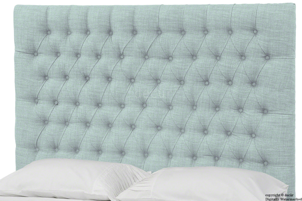 Kensington Linen Upholstered Ottoman Bed - Sky Duck Egg Blue