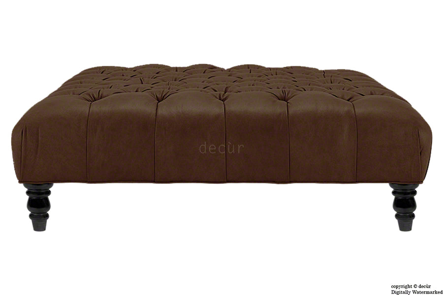 Tiffany Buttoned Faux Leather Footstool - Brown with Storage Option