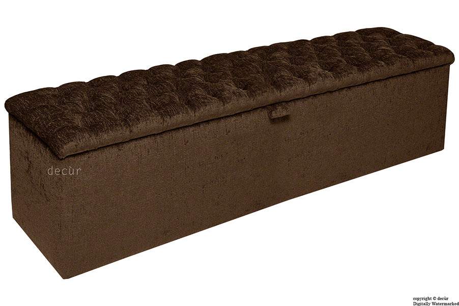 Viscount Chesterfield Chenille Ottoman - Chocolate