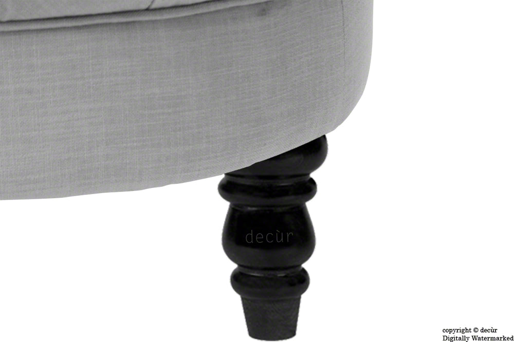 Raveen Buttoned Linen Modern Footstool - Grey