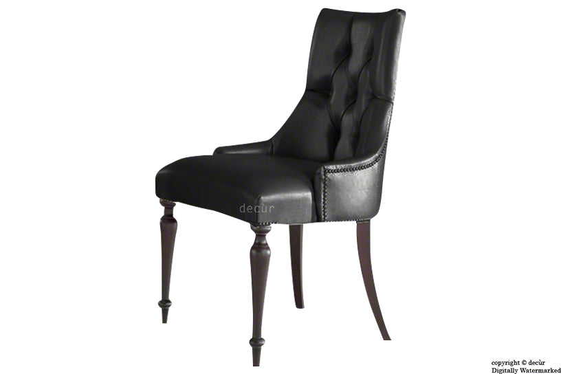 Louis Winged Deep Buttoned Dining Chair - Black