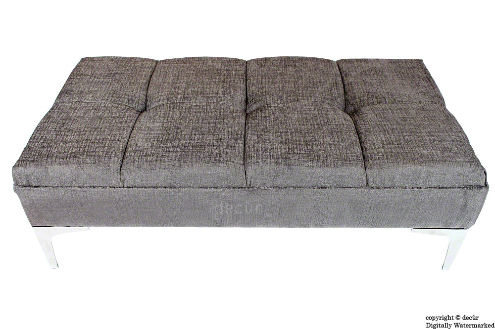 Mila Buttoned Footstool - Silver Grey with Optional Storage