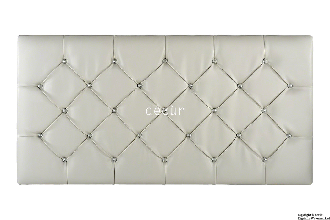 Boutique Crystal X Series Headboard- White Faux Leather