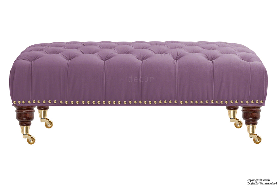 Catherine Buttoned Velvet Footstool - Lavender with Optional Storage