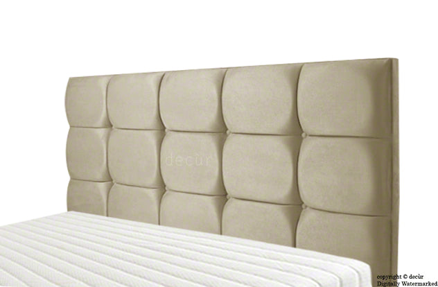 Grace Mila Velvet Buttoned Headboard - Putty