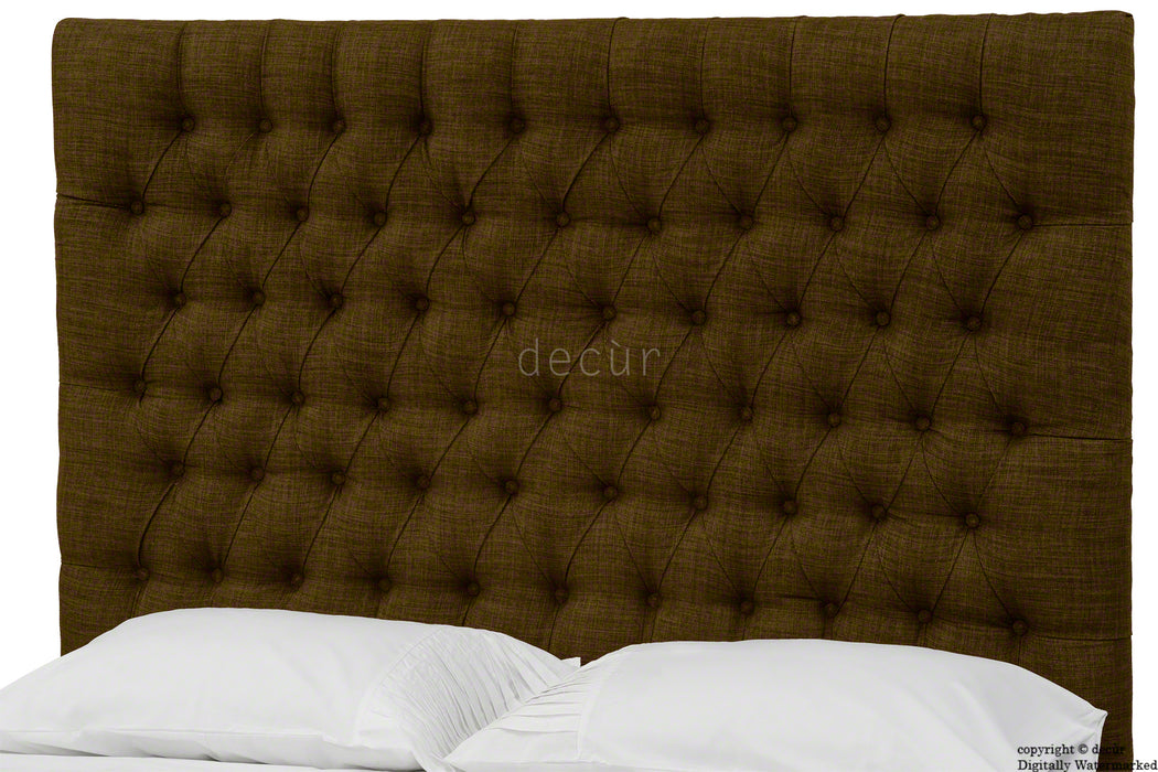 Kensington Linen Upholstered Ottoman Bed - Brown