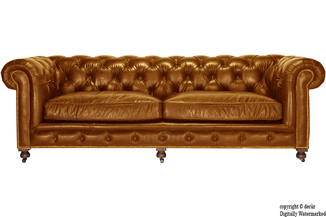Edward Chesterfield Leather Sofa - Tan