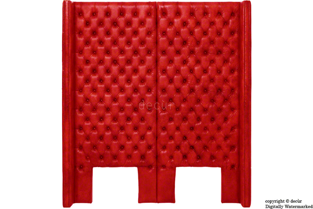 Beauchamp Buttoned Courtyard Leather Headboard Red