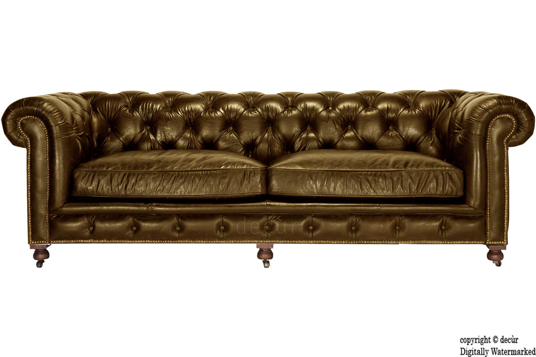 Edward Chesterfield Leather Sofa - Chocolate