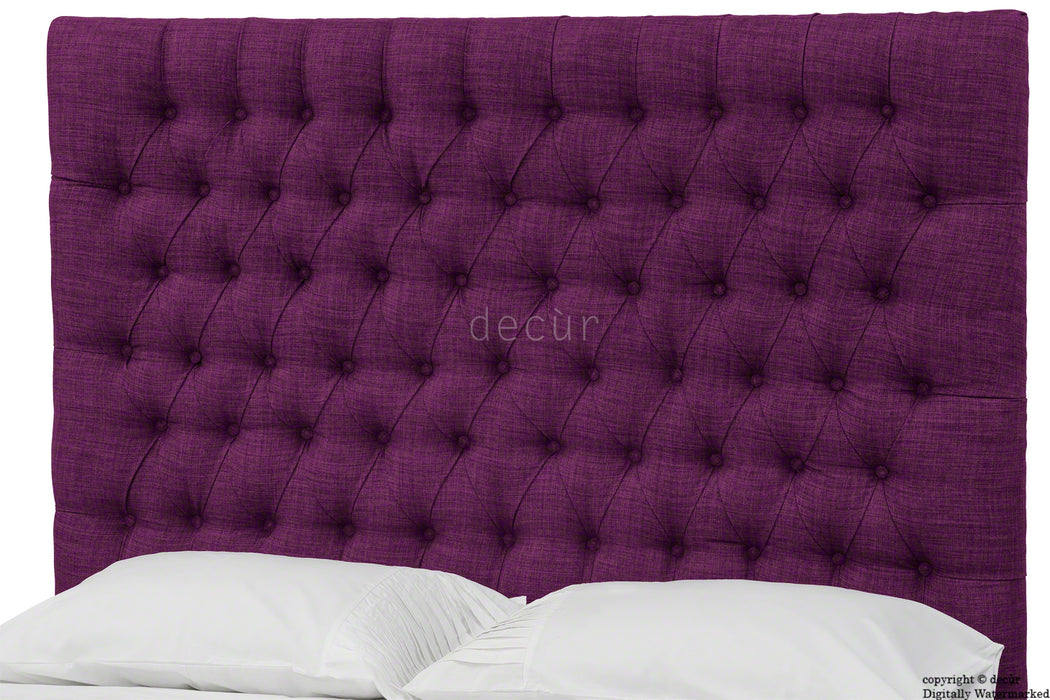 Kensington Linen Upholstered Ottoman Bed - Plum