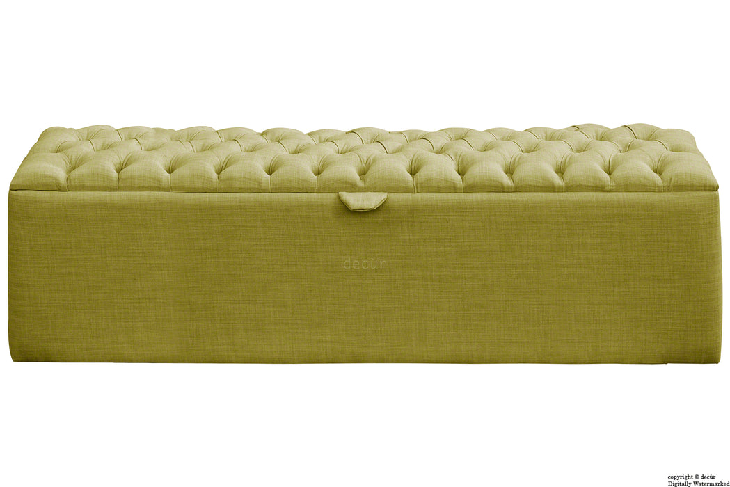 Viscount Linen Ottoman - Olive