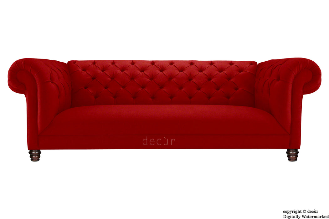 Albert Chesterfield Linen Sofa - Red