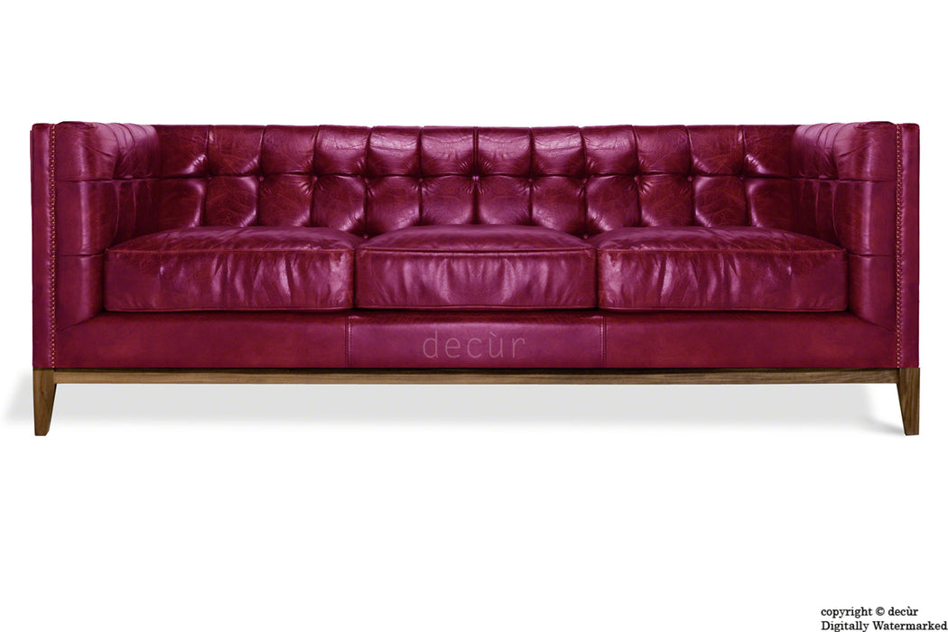 Mayfair Leather Sofa - Aubergine