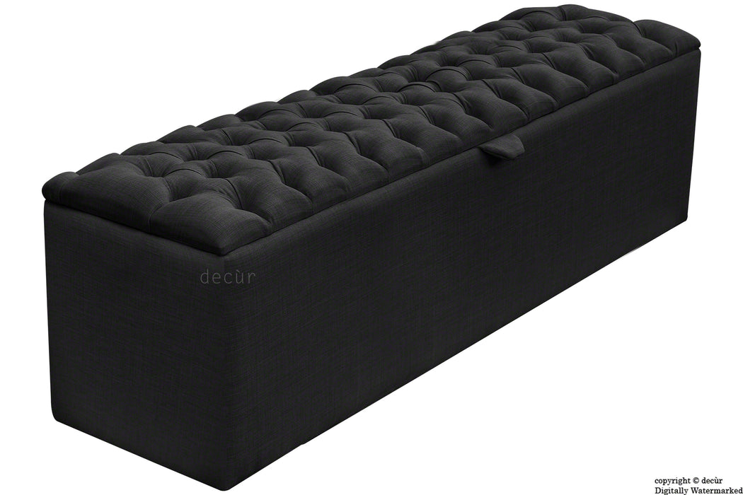 Viscount Linen Ottoman - Ebony Black