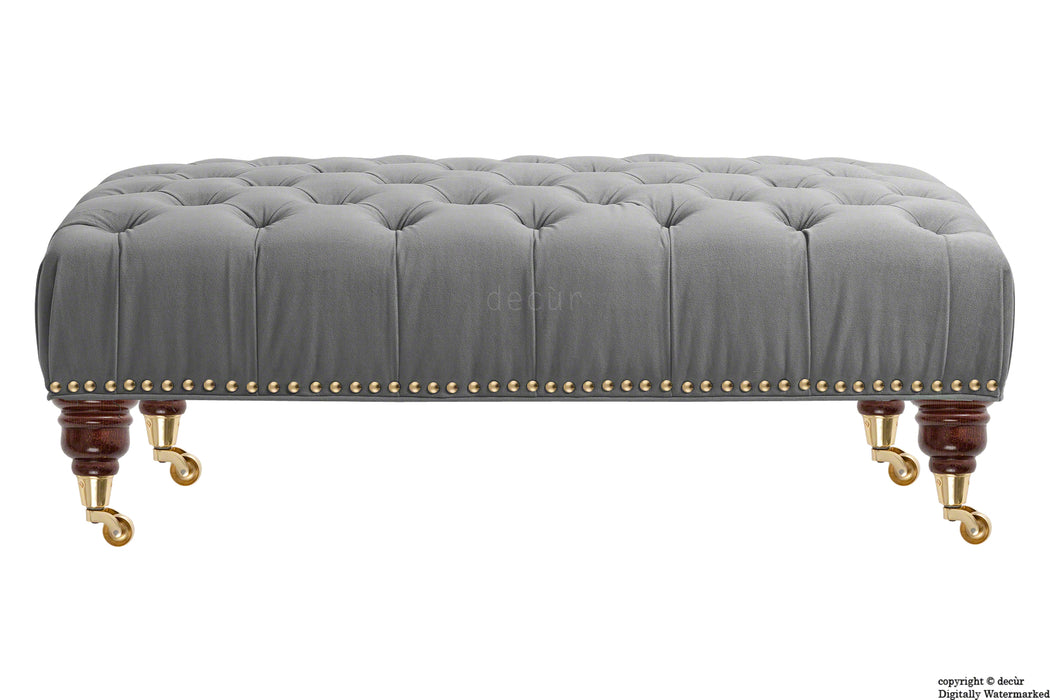 Catherine Buttoned Velvet Footstool - Seal with Optional Storage
