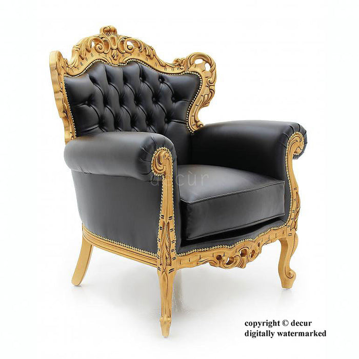 Baroque Gilded Arm Chair - Black