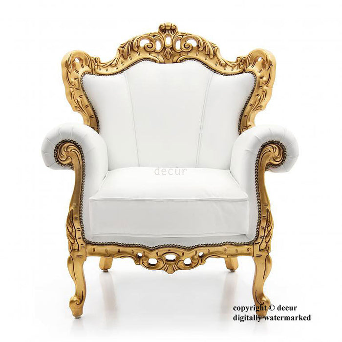 Baroque Gilded Arm Chair - White