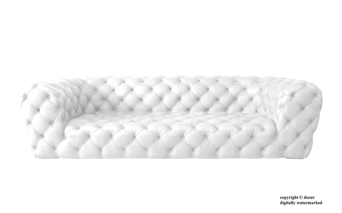 Charles Leather Modern Chesterfield Sofa - White